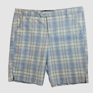 Gloria Vanderbilt Womens 18 Plaid Shorts Blue Cotton Casual Summer vacation